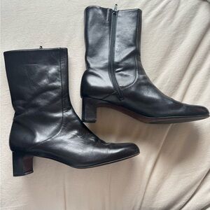Cole Haan Black Leather Heeled Boots